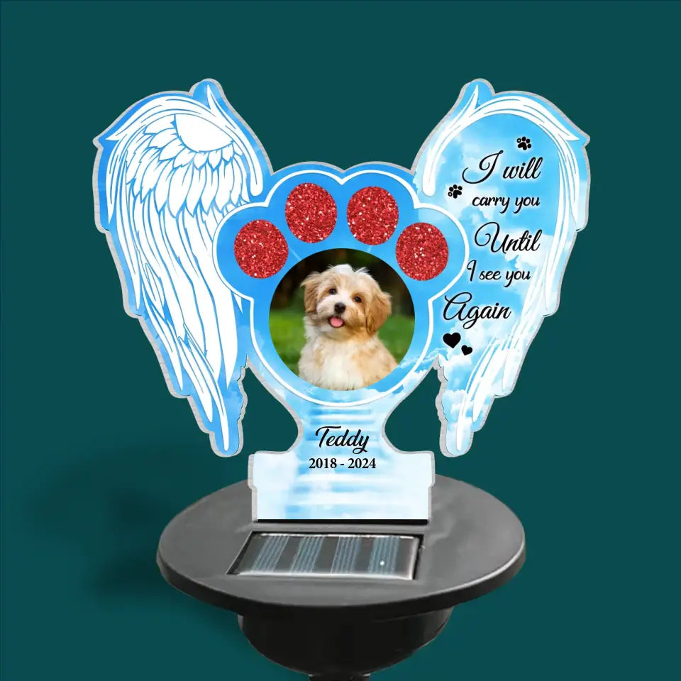 I Will Carry You Until I See You Again - Personalized Solar Light, Pet Loss Gift - SL149