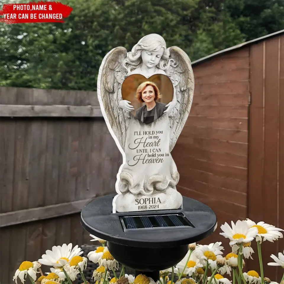 Forever with The Angels I'll Hold You In My Heart - Personalized Garden Plaque Stake, Memorial Gift for Loss of Loved One - PS66