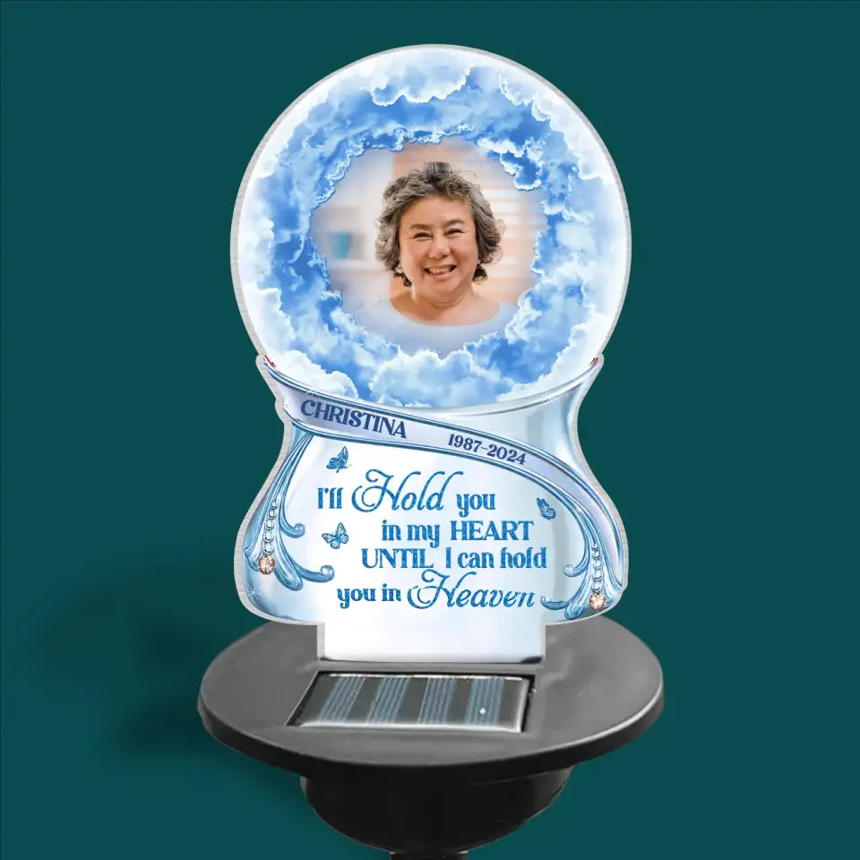 Angels Wings Hold You In Heaven - Personalized Solar Light, Memorial Loss Of Loved One Gift - SL152