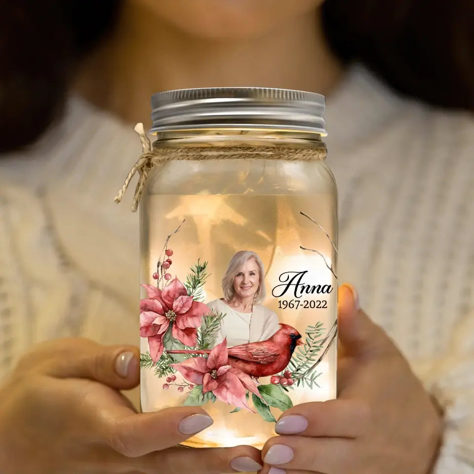 I'm Always With You Cardinals Bird - Personalized Mason Jar Light, Memorial Gift for Loss of Loved One/Loss of Mom/Loss of Dad - MJL04