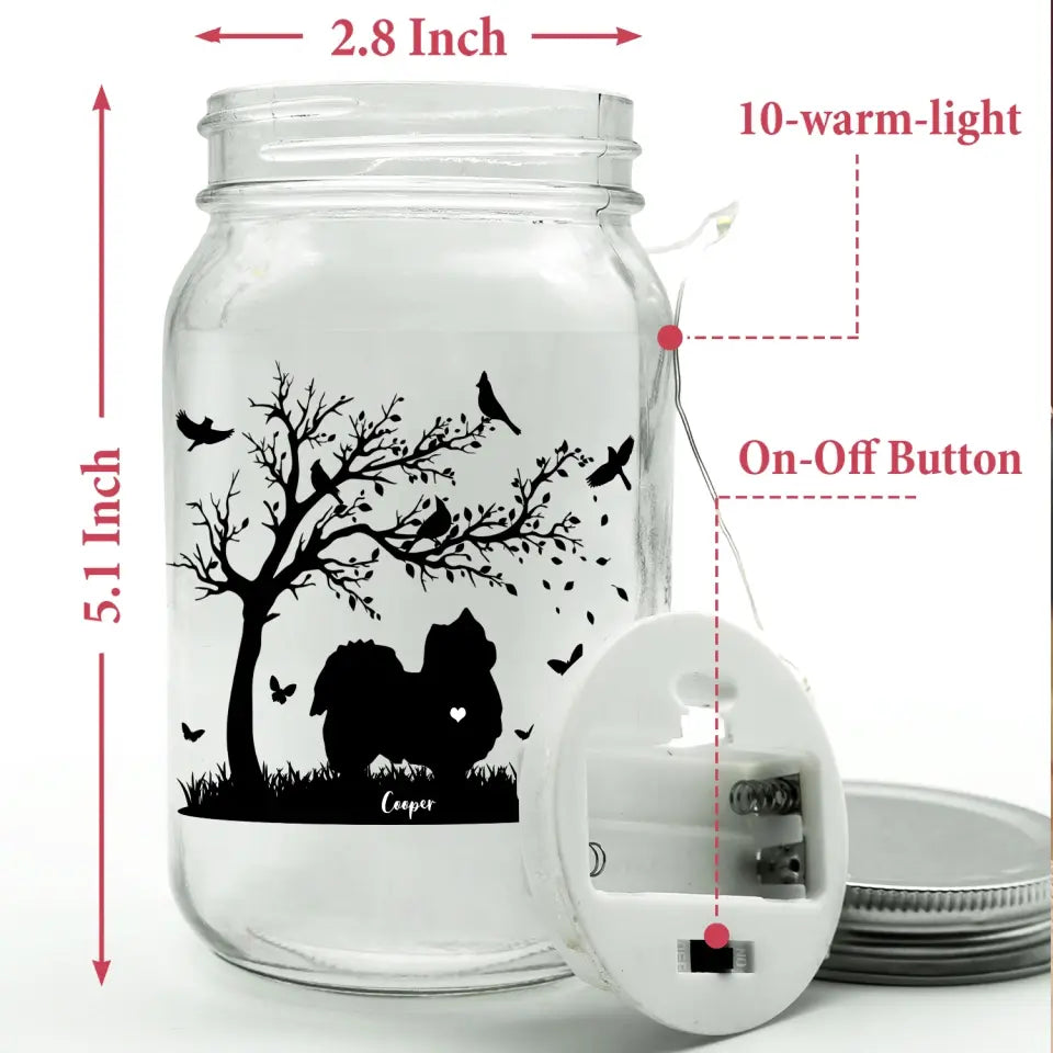 You Left Pawprints In Our Hearts - Personalized Mason Jar Light, Loss of Dog Memorial Gift for Dog Lovers/Dog Mom/Dog Dad - MJL01