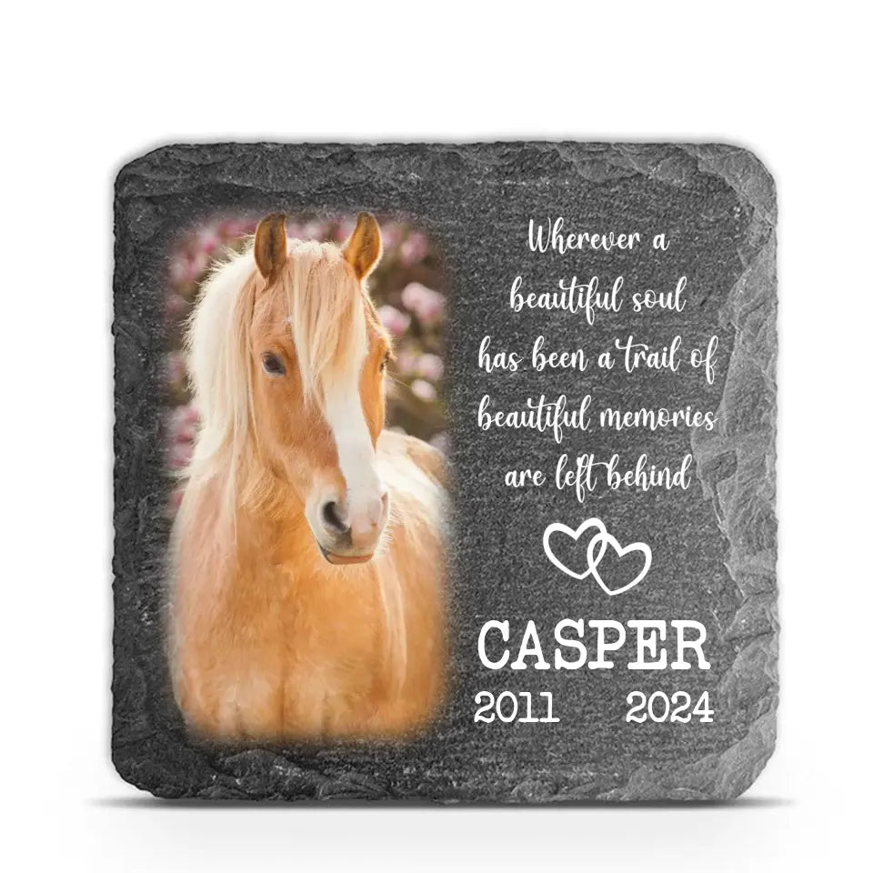 Beautiful Memories Are Left Behind - Personalized Pony Horse Memorial Stone, Memorial Gift for Loss of Horse - MS80