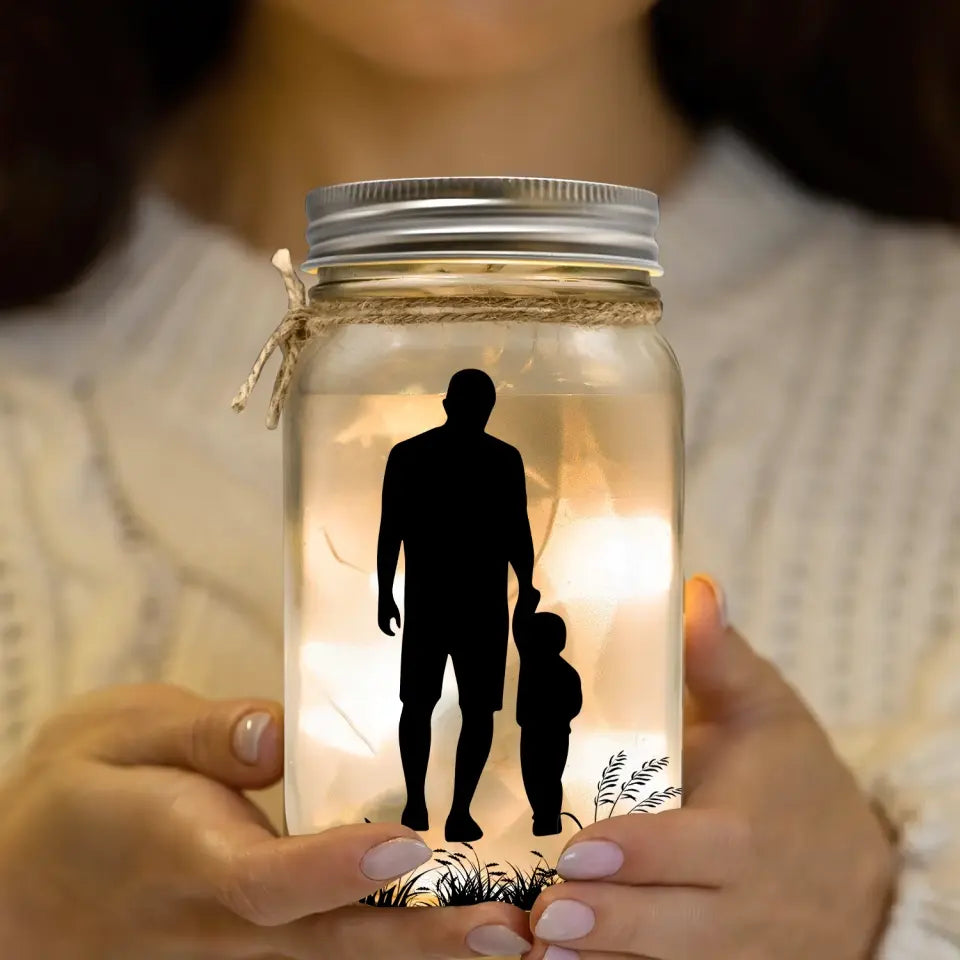 Poem For Memorial, Those We Love Don’t Go Away They Walk Beside Us Every Day - Personalized Mason Jar Light - MJL08