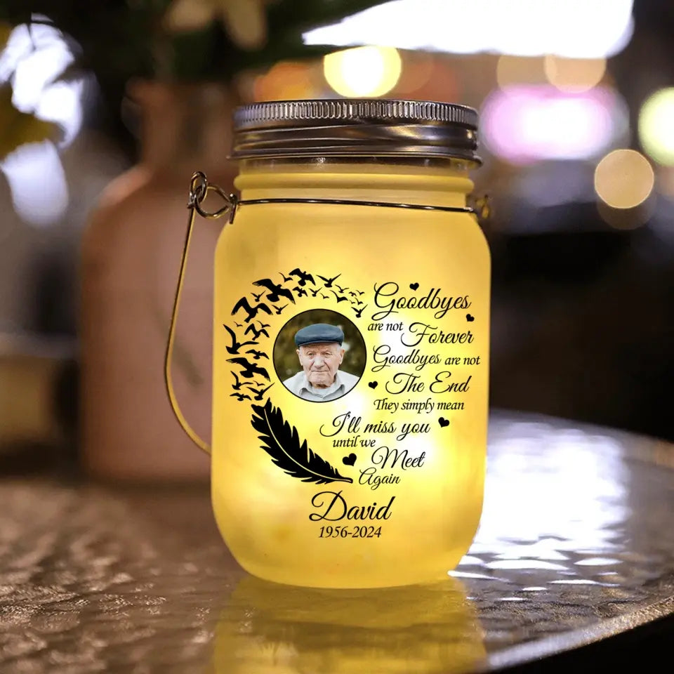 I'll Meet You Unitl We Meet Again Heart Butterfly - Personalized Mason Jar Light, Custom Memorial Gift - MJL10