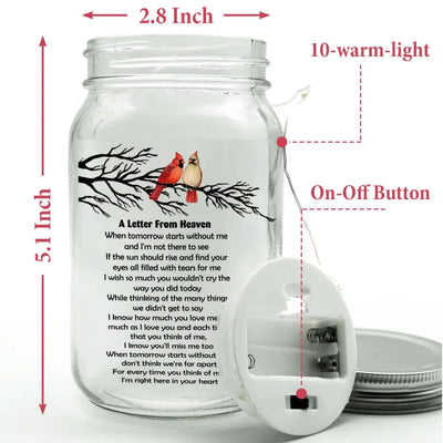 A Letter From Heaven When Tomorrow Starts Without Me - Personalized Mason Jar Light - MJL11