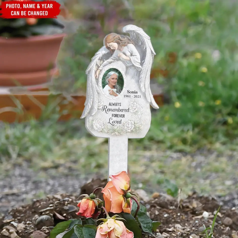 Always Remembered Forever Loved - Personalized Plaque Stake, Memorial Gifts - PS92