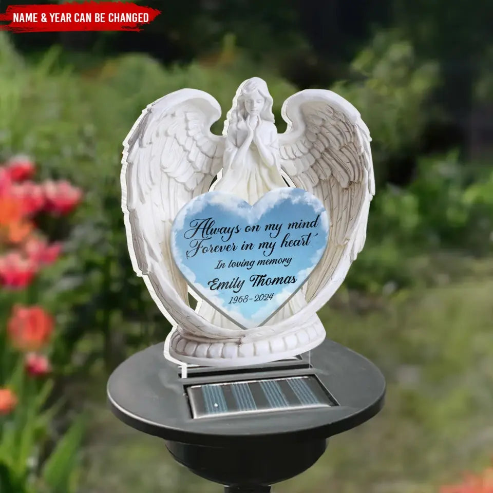 Always On My Mind Forever In My Heart Angel Heart - Personalized Acrylic Night Light, Memorial Gift For Loss of Loved One - L155