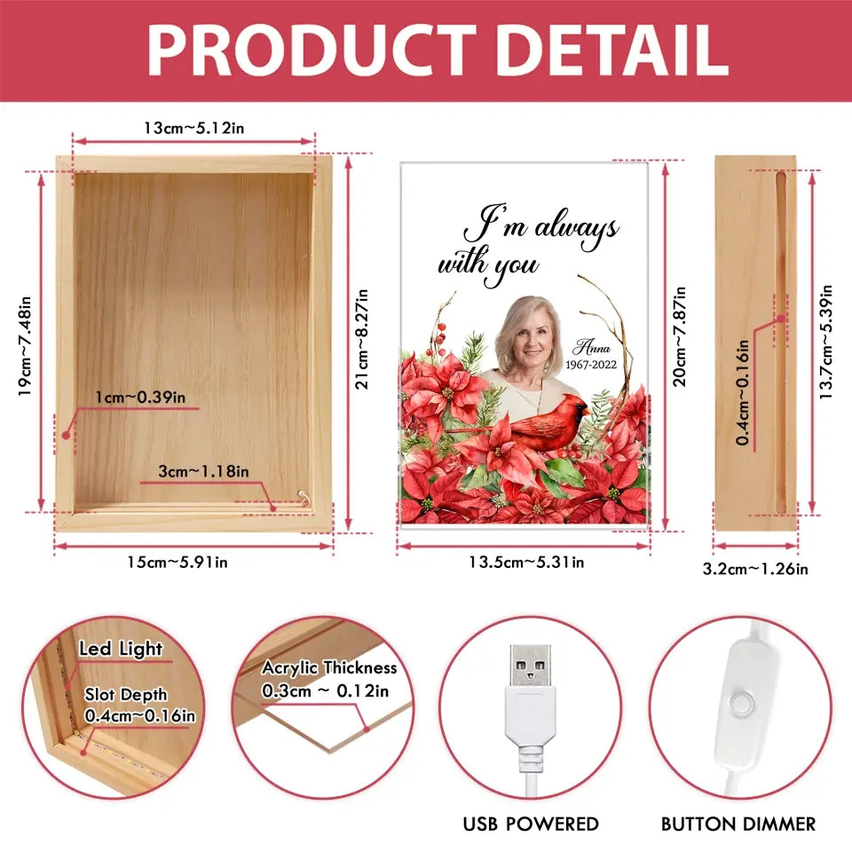 I’m Alway With You - Personalized Frame Light Box, Gift For Remembrance - FLB04
