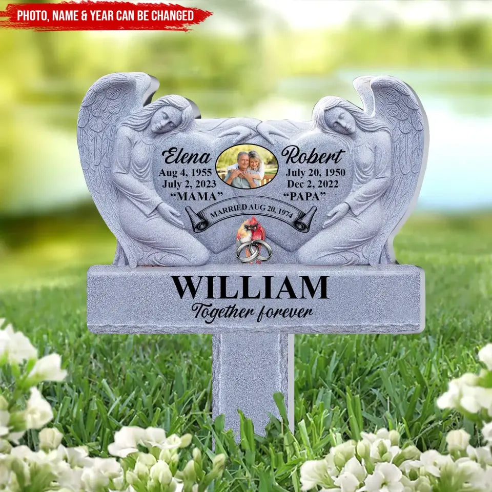 Together Forever - Personalized Plaque Stake, Memorial Gift For Loss Of Parents, Sympathy Gift - PS94