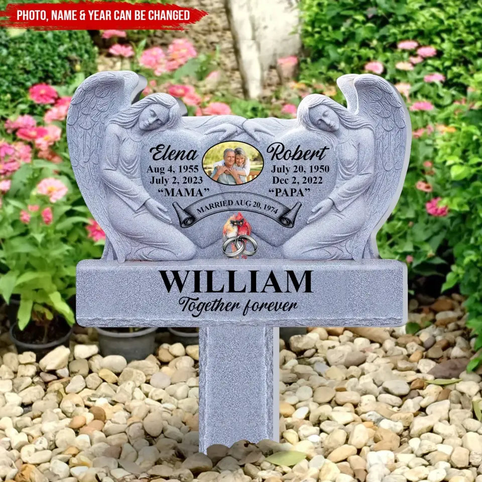 Together Forever - Personalized Plaque Stake, Memorial Gift For Loss Of Parents, Sympathy Gift - PS94