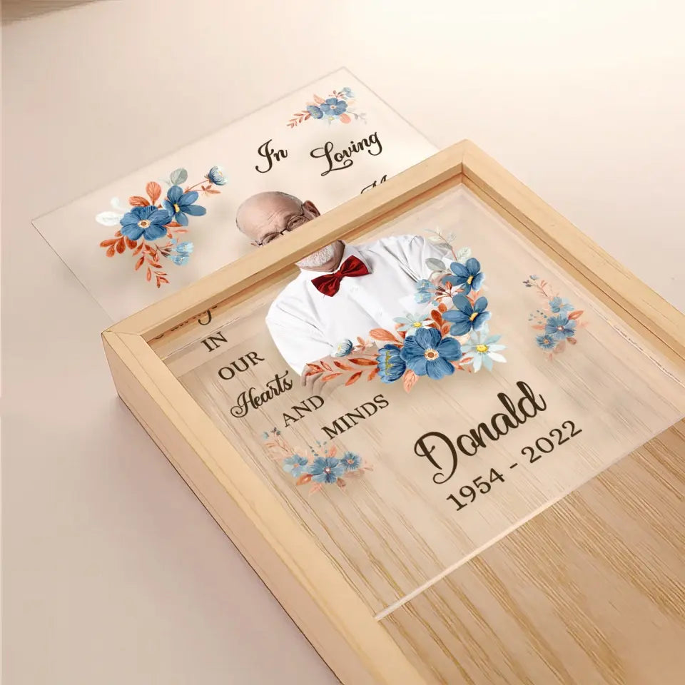 Always In Our Hearts And Minds - Personalized Frame Light Box, Memorial Picture Gift - FLB10