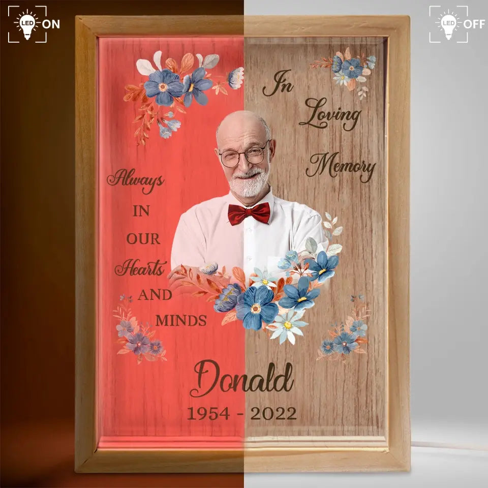 Always In Our Hearts And Minds - Personalized Frame Light Box, Memorial Picture Gift - FLB10
