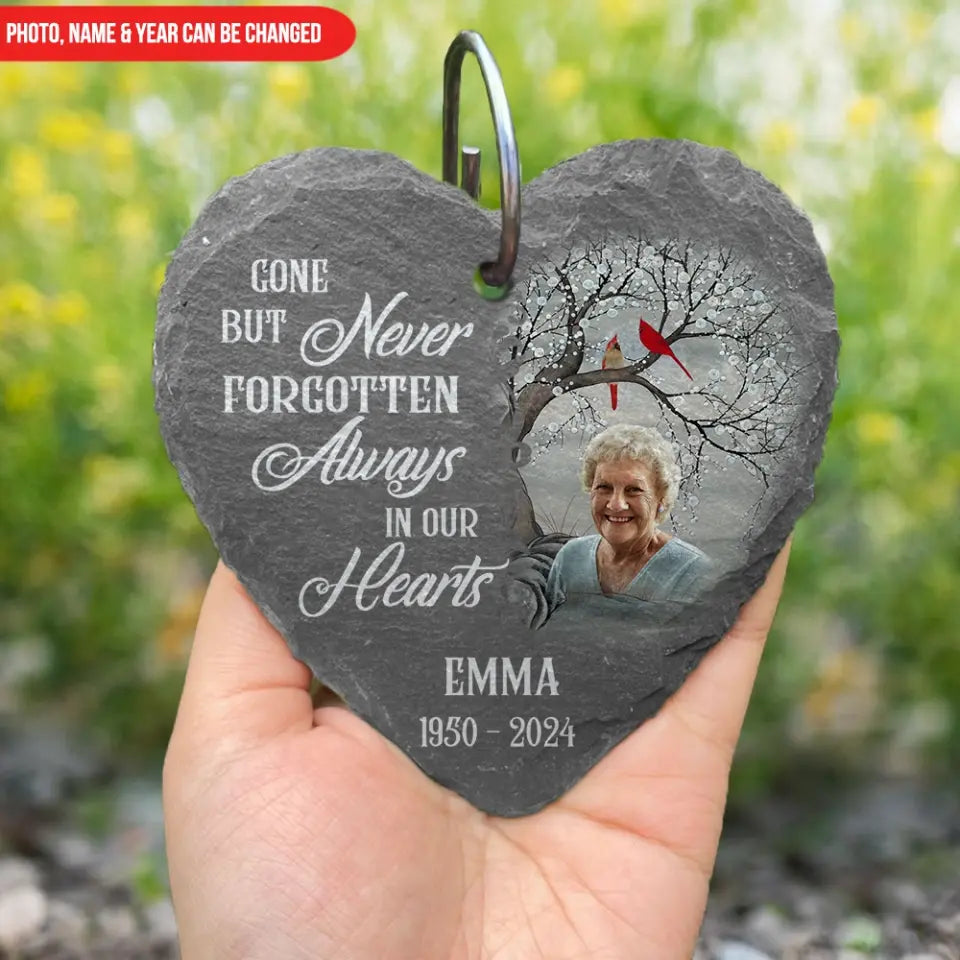 Gone But Never Forgotten Always In Our Hearts - Personalized Garden Slate, Memorial Gift - GS81