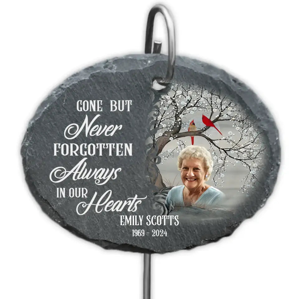 Gone But Never Forgotten Always In Our Hearts - Personalized Garden Slate, Memorial Gift - GS81