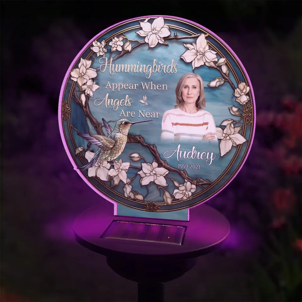 Hummingbirds Appear When Angels Are Near - Personalized Solar Light, Memorial Gift - SL155