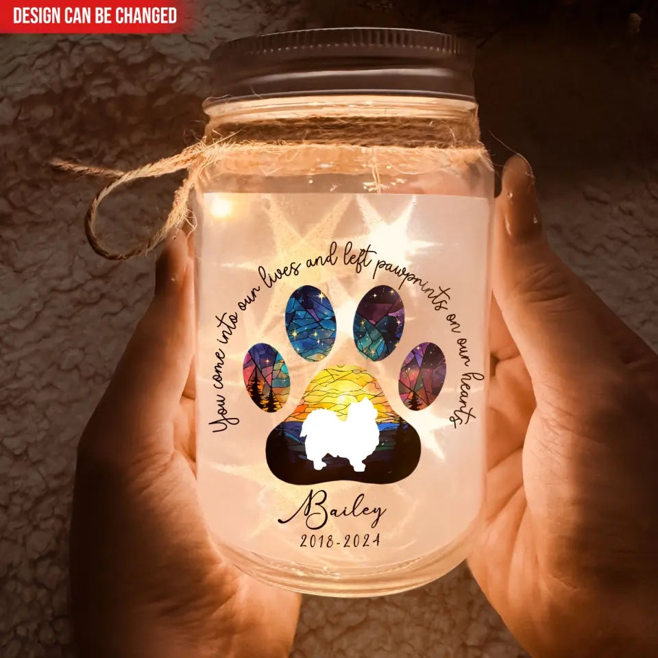 You Come Into Our World And Left Footprints On Our Hearts - Personalized Mason Jar Light - MJL28