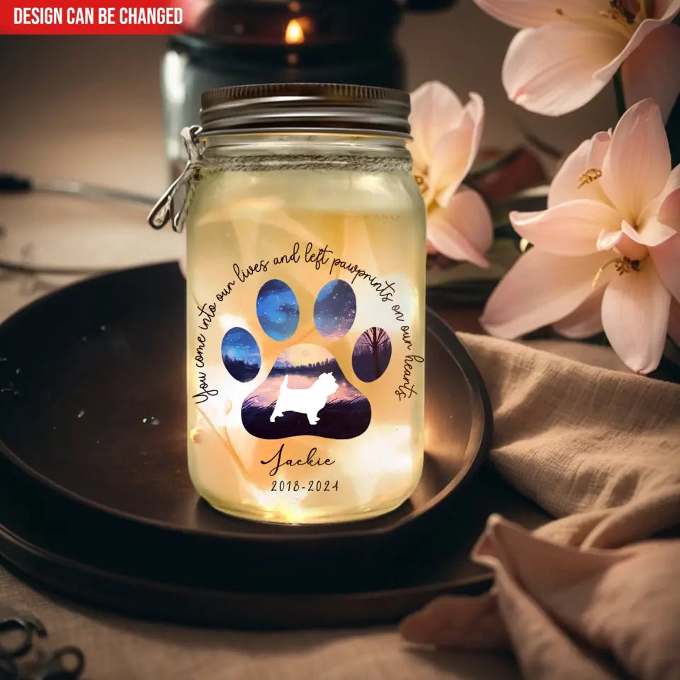 You Come Into Our World And Left Footprints On Our Hearts - Personalized Mason Jar Light - MJL28