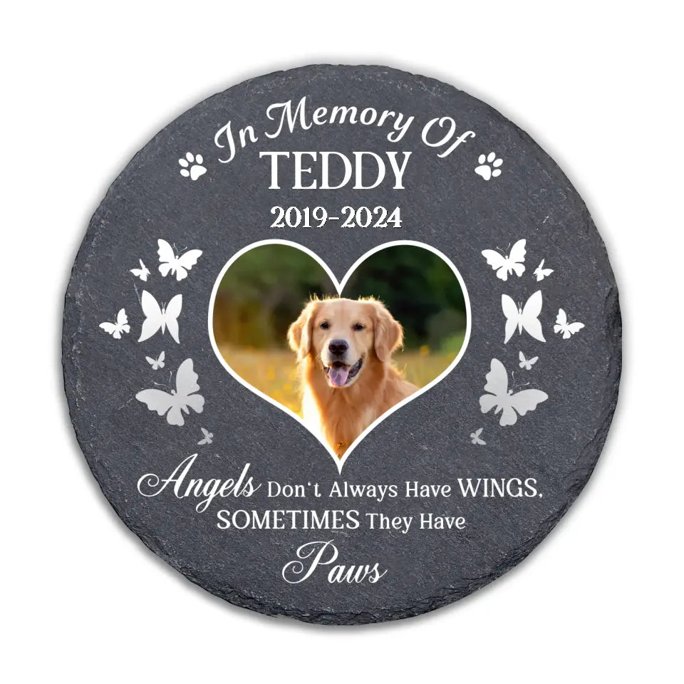 Angels Don&#39;t Always Have Wings - Personalized Memorial Stone, Custom Gift For Loss Of Dog - MS86
