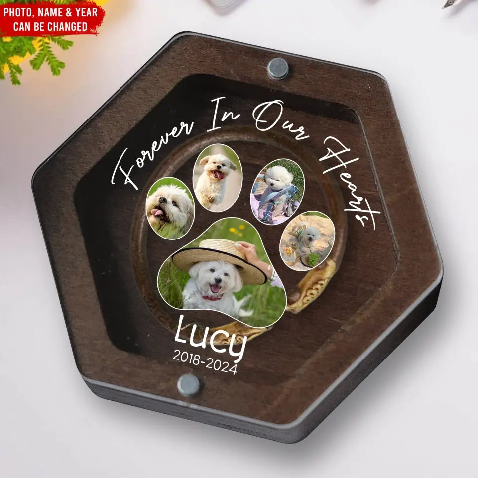 Pet Memorial Gift, Forever In Our Hearts - Personalized Memorial Box, Pet Hair Keepsake - MB04