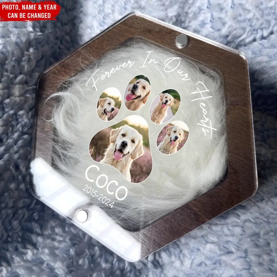 Pet Memorial Gift, Forever In Our Hearts - Personalized Memorial Box, Pet Hair Keepsake - MB04