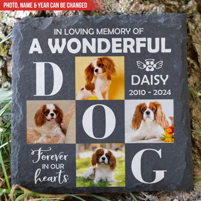 In Loving Memory Of A Wonderful Dog - Personalized Memorial Stone, Gift For Pet, Memorial Photo - MS87