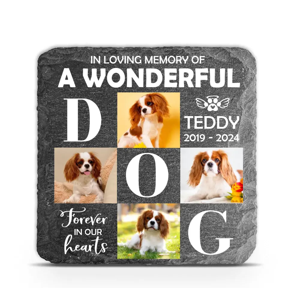 In Loving Memory Of A Wonderful Dog - Personalized Memorial Stone, Gift For Pet, Memorial Photo - MS87