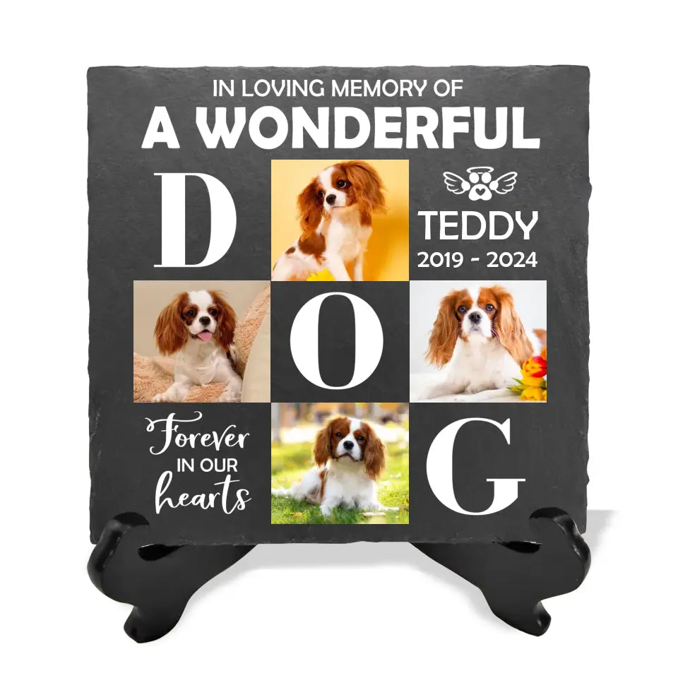 In Loving Memory Of A Wonderful Dog - Personalized Memorial Stone, Gift For Pet, Memorial Photo - MS87