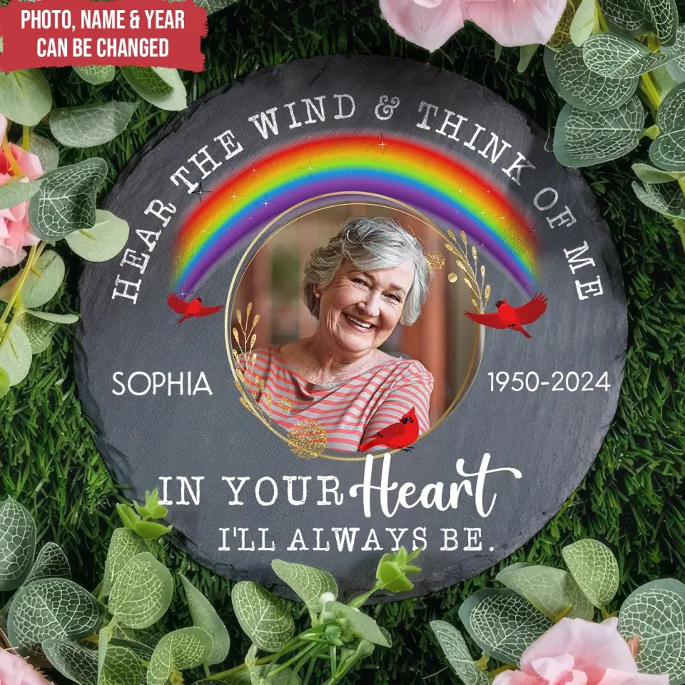 Hear The Wind & Think Of Me, Personalized Memorial Stone, Horse Sympathy Gifts - MS88