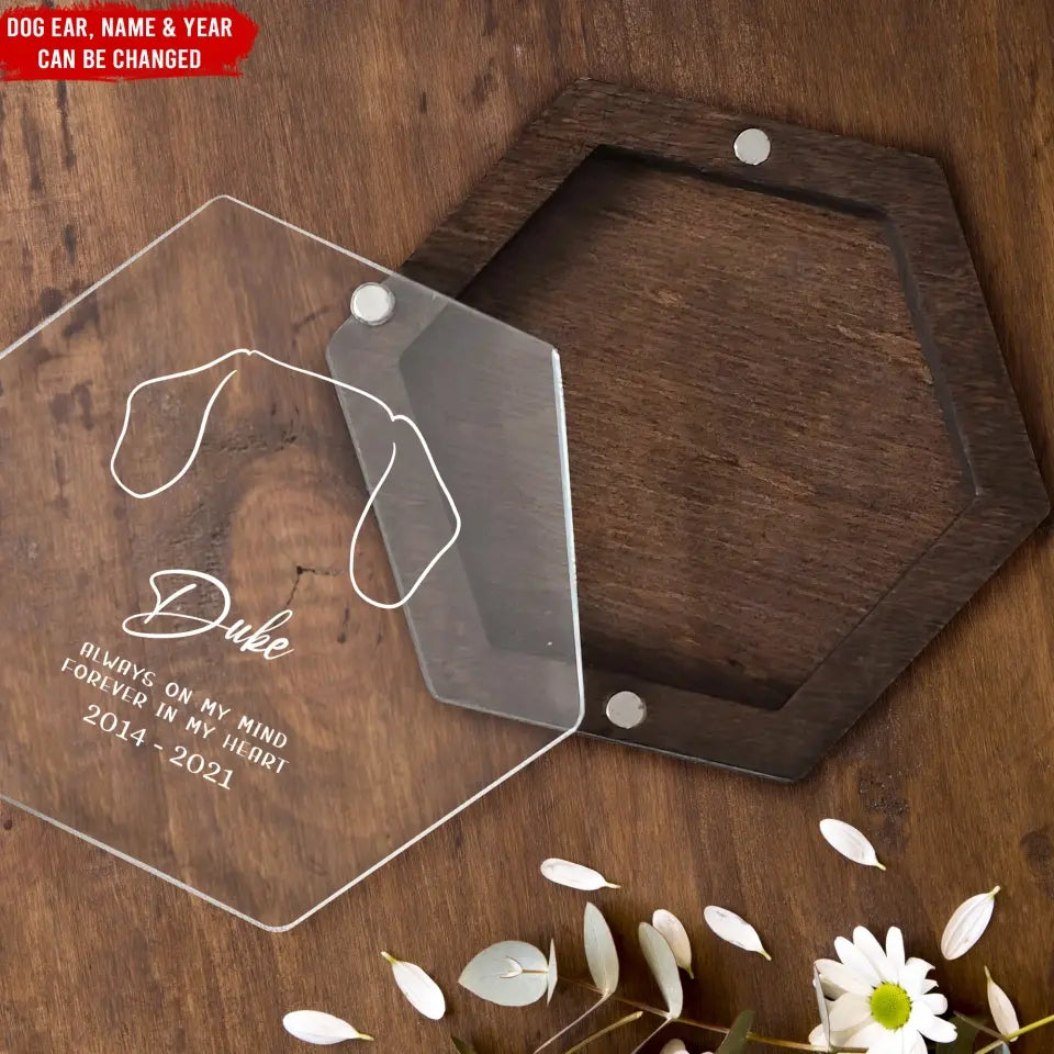 Always On My Mind Forever In My Heart - Personalized Memorial Box, Memorial Gift, Custom Dog Ear Memorial - MB06