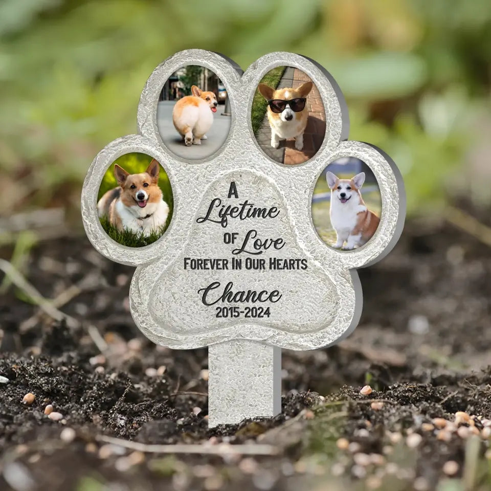 A Lifetime Of Love Forever In Our Hearts - Personalized Plaque Stake, Pet Loss Gift, Memorial Gift For Pet Lovers - PS97
