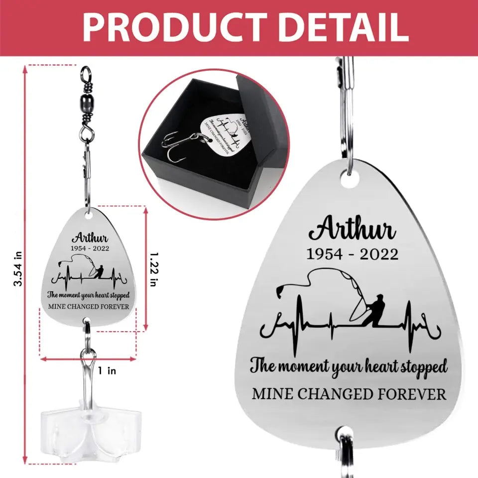 The Moment Your Heart Stopped Mine Changed Forever - Personalized Fishing Lure, Memorial Gift - FL09