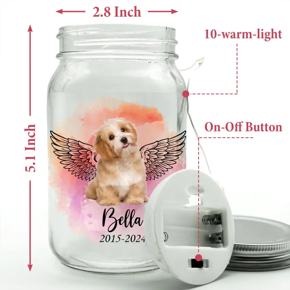 When Tomorrow Stats Without Me - Personalized Mason Jar Light, Gift For Dog Lover - MJL36
