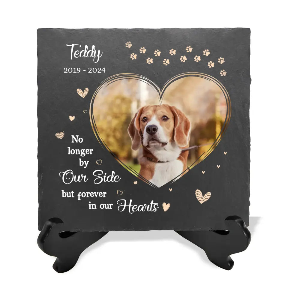 Pet Memorial, No longer By Our Side But Forever In Our Hearts - Personalized Memorial Stone - MS89