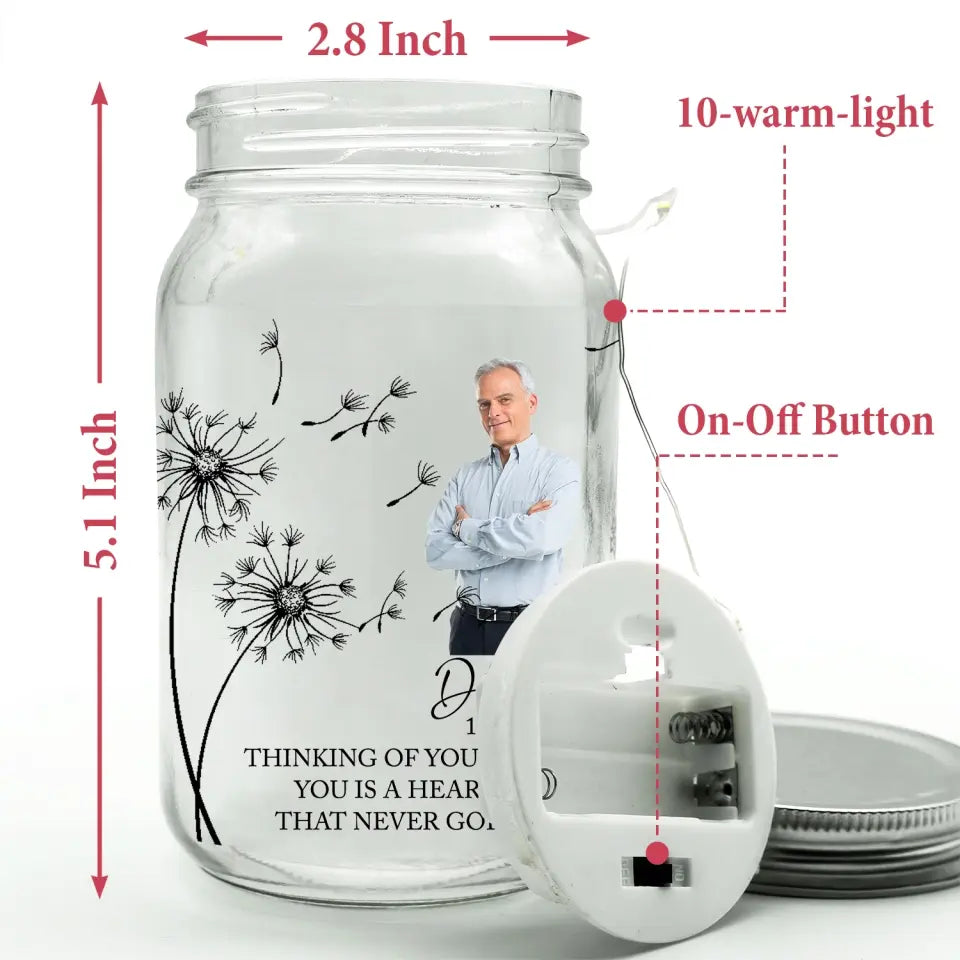 Thinking Of You Everyday You Is A Heartache That Never Goes Away - Personalized Mason Jar Light - MJL37