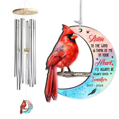 Listen To The Wind And Think Of Me - Personalized Wind Chimes, Memorial Gift, Loss Of Loved One - WC14