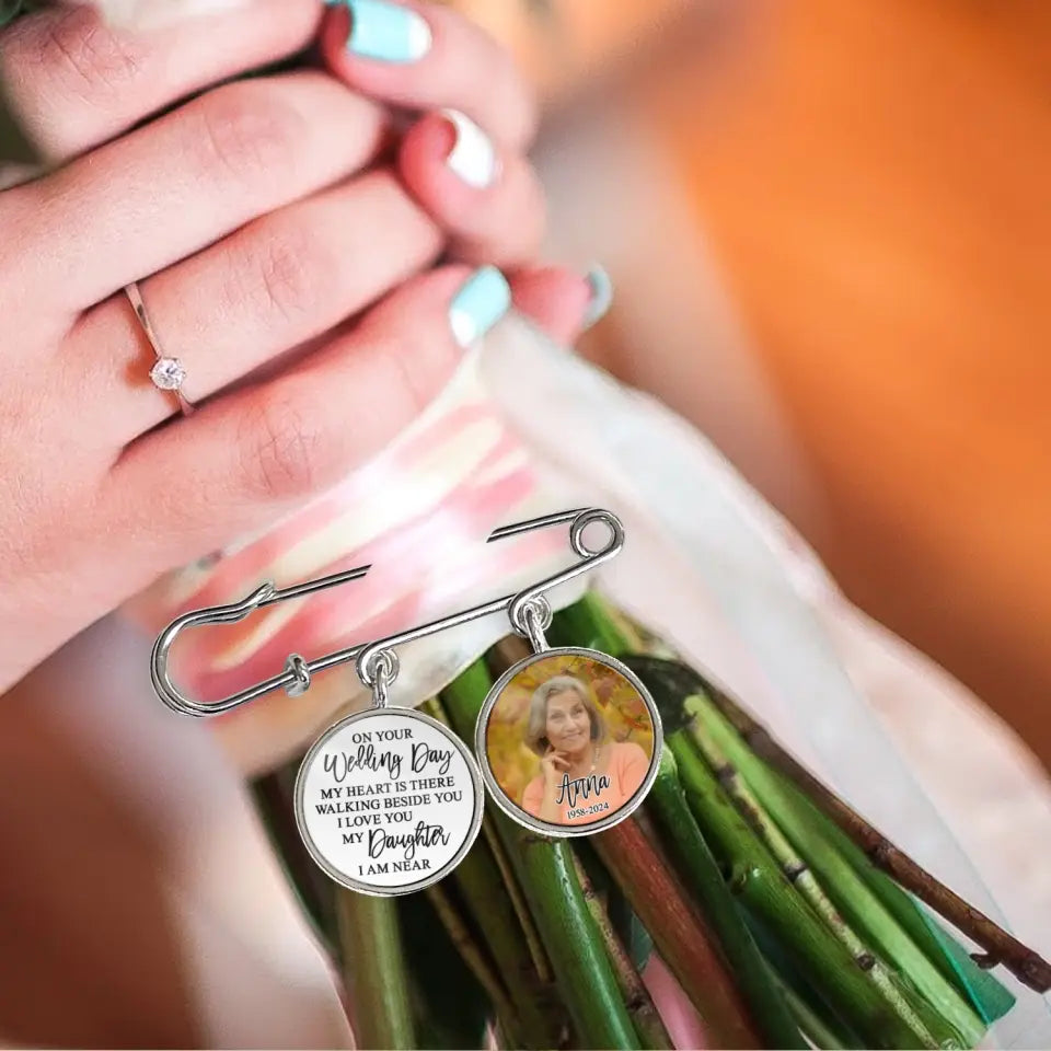 On Your Wedding Day My Heart Is There - Personalized Lapel Pin, Gift For Daughter, Keepsake Gift For The Bride - LP20