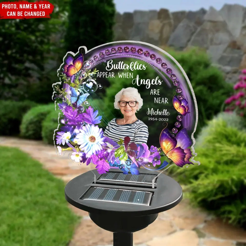 Butterflies Appear When Angels Are Near - Personalized Solar Light, Memorial Gift - SL158