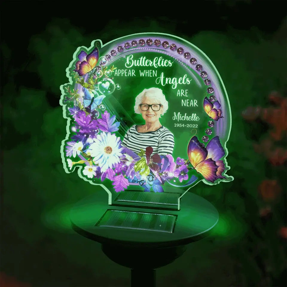 Butterflies Appear When Angels Are Near - Personalized Solar Light, Memorial Gift - SL158