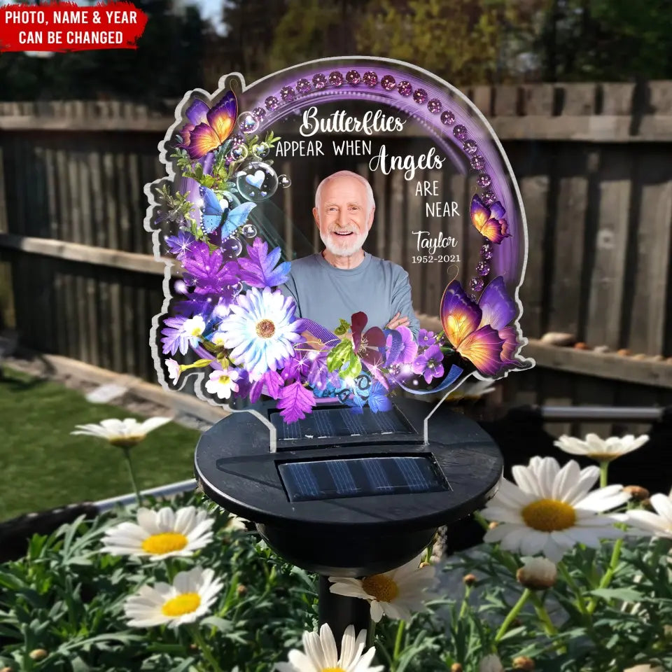 Butterflies Appear When Angels Are Near - Personalized Solar Light, Memorial Gift - SL158