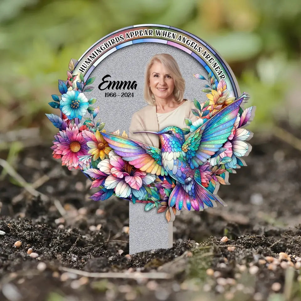 Hummingbirds Appear When Angels Are Near - Personalized Solar Light, Remembrance Gift, Loss Of Loved One - SL153