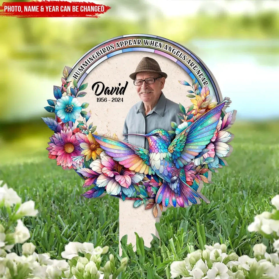 Hummingbirds Appear When Angels Are Near - Personalized Solar Light, Remembrance Gift, Loss Of Loved One - SL153