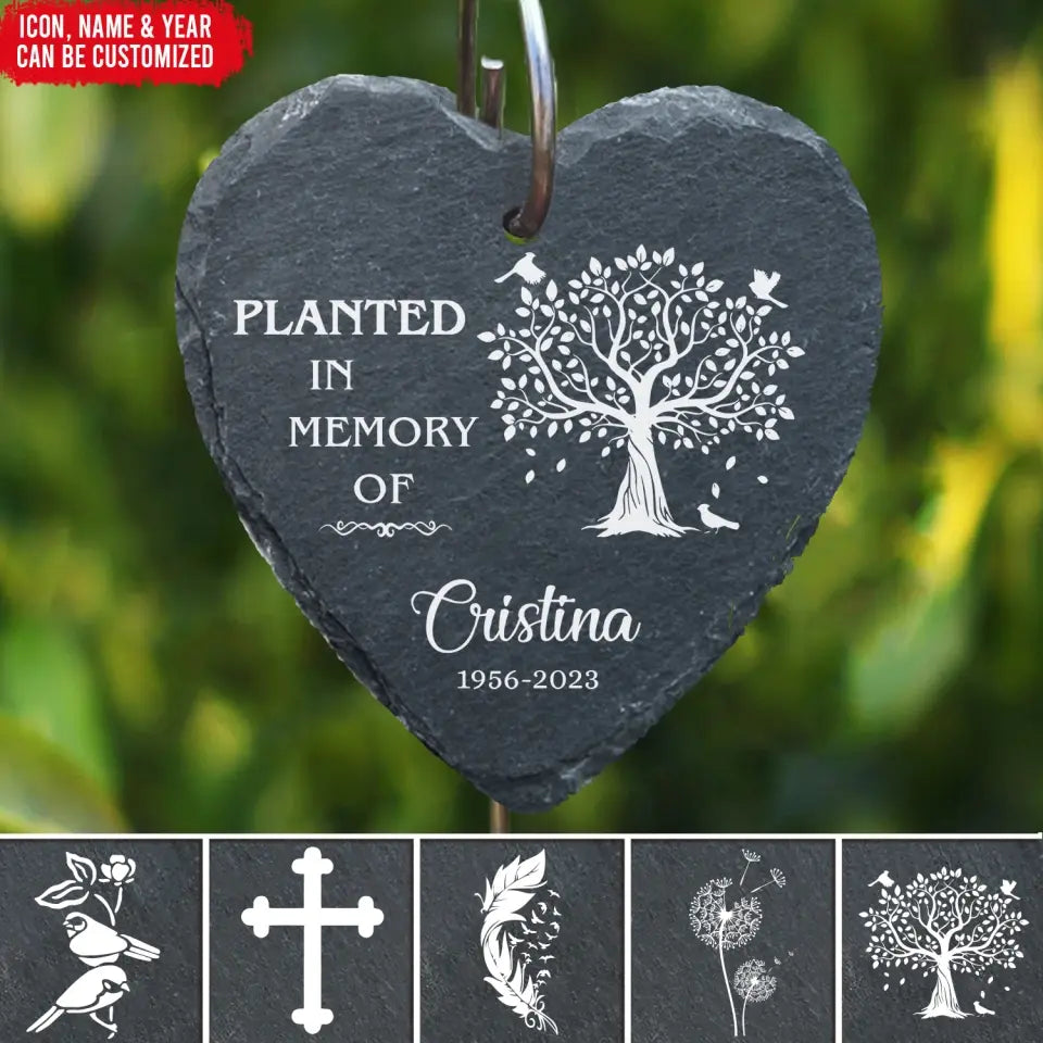 Planted in Memory of Garden Stake - Personalized Garden Slate, Memorial Gift - GS85