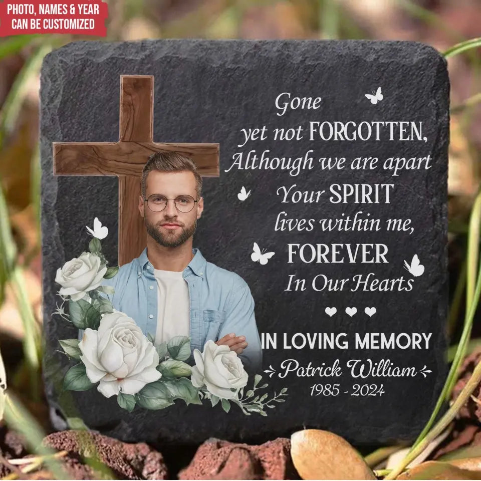 Although We Are Apart Your Spirit Lives Within Me - Personalized Stone, Memorial Gift - MS91