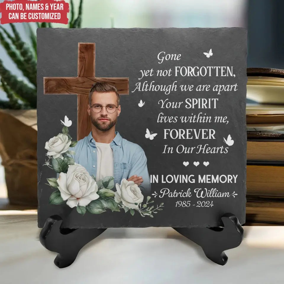 Although We Are Apart Your Spirit Lives Within Me - Personalized Stone, Memorial Gift - MS91