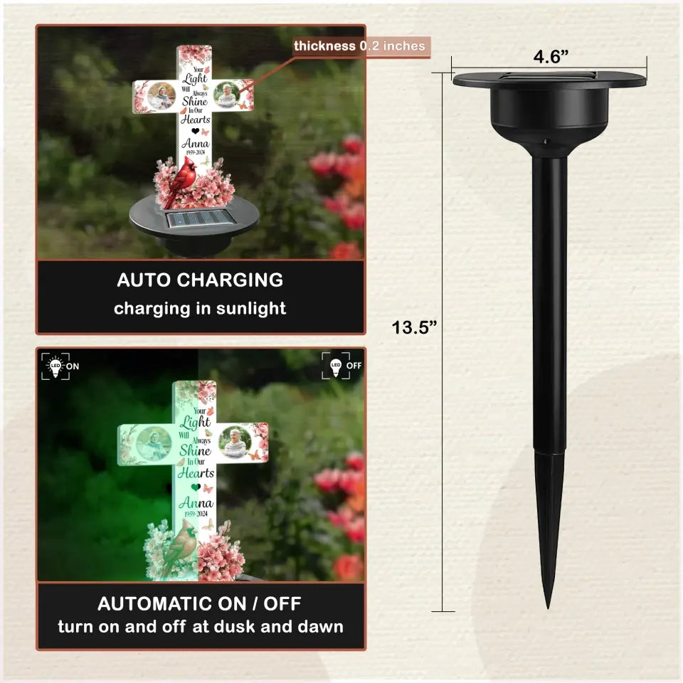 Your Light Will Shine Forever In Our Hearts - Personalized Solar Light, Memorial Gift - SL161
