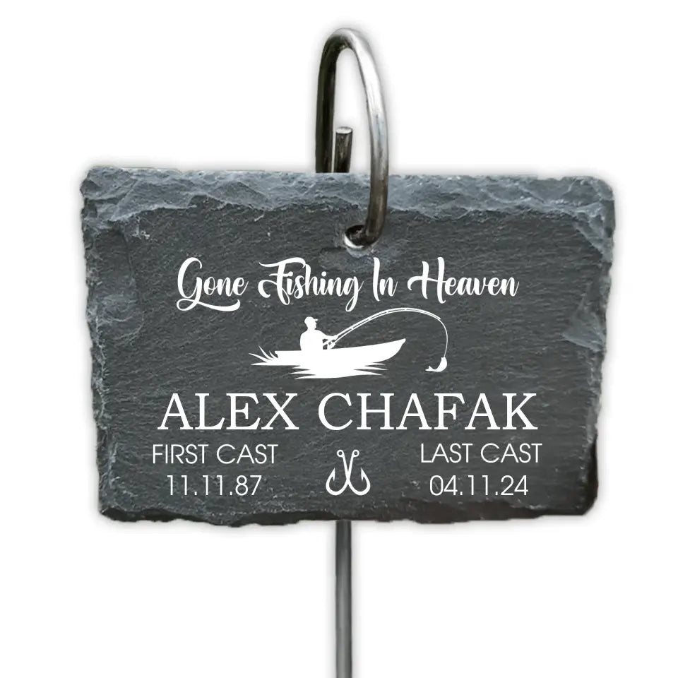 Gone Fishing In Heaven - Personalized Garden Slate, Memorial Gift, Fishing Lovers - GS86