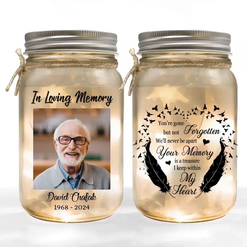 You&#39;re Gone But Not Forgotten - Personalized Mason Jar Light, Memorial Gift - MJL44