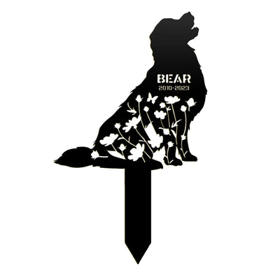 Custom Floral Dog Memorial - Personalized Metal Stake, Dog Grave Marker, Pet Loss Gift, Garden Decor - MPS01