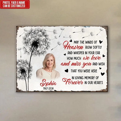 May The Winds Of Heaven Blow Softly - Personalized Metal Sign, Memorial Gift For Loss Of Loved One - MTS771