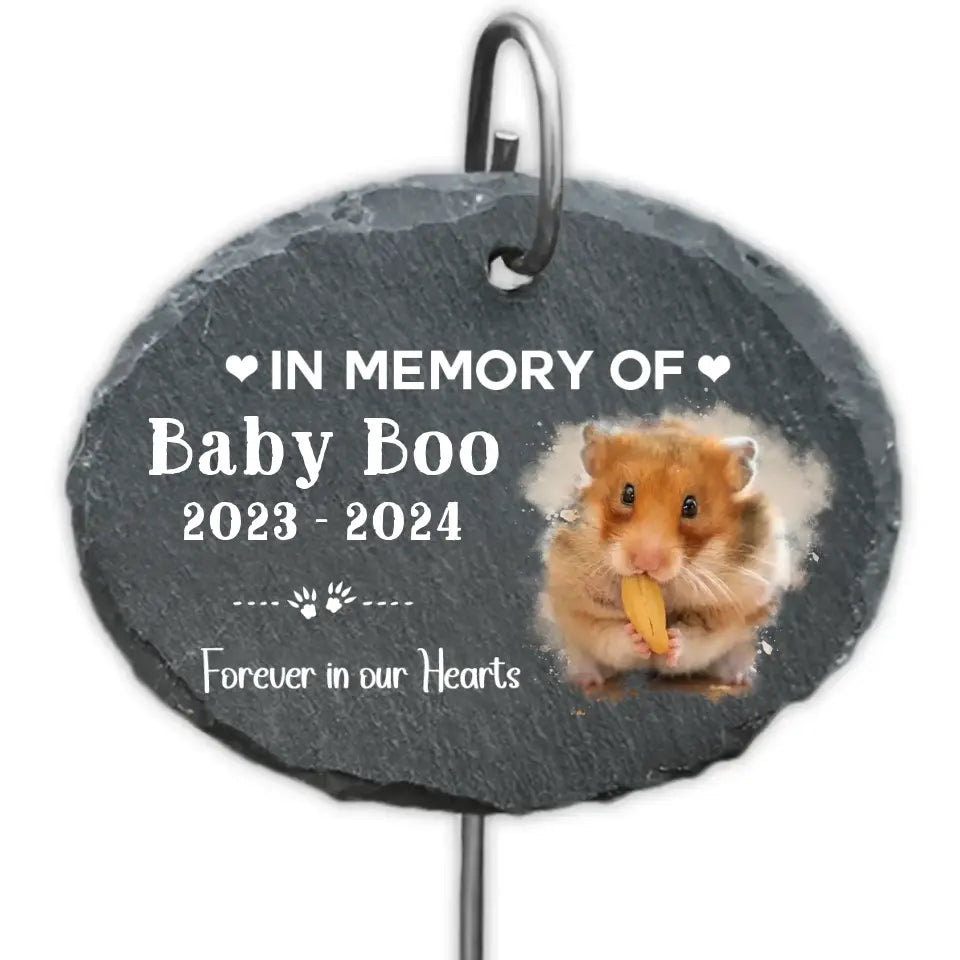 In Memory Of Hamster Pet Memorial, Forever In Our Hearts - Personalized Garden Slate, Memorial Gift, Hamster Pet Memorial - GS90